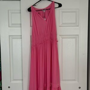 Long pink dress with elastic waist. NWT boutique brand